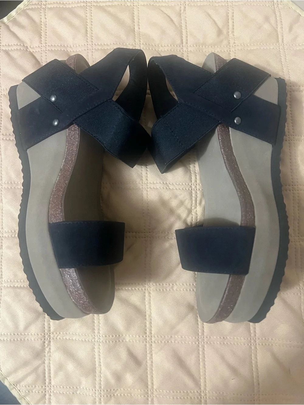 Crown Vintage Black Platform Slingback Sandals